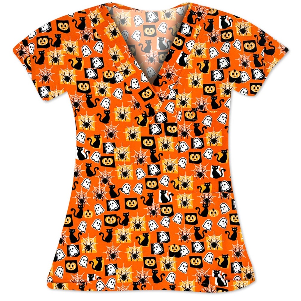 NWT Women’s 2X I Love Scrubs Halloween Scrub Top
